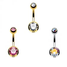 LionGothic Navel Piercing Kit Surgical Steel Gold Belly Rings with Forceps