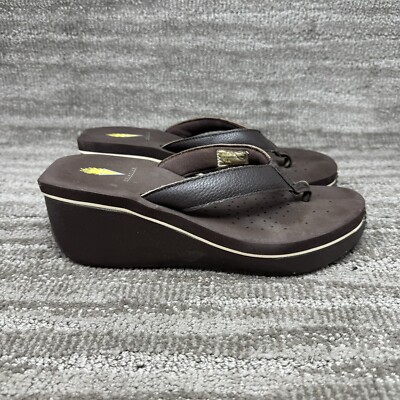 Volatile Frappachino Shoes Brown Platform Wedge Thong Sandal