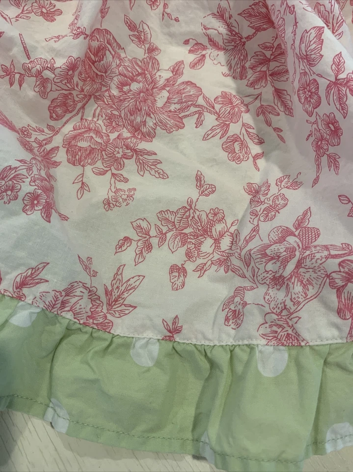 Cenefa de cortina floral My Baby Sam con lazos ~ blanco, rosa y verde ~ ~ B2 Foto 3 de 4