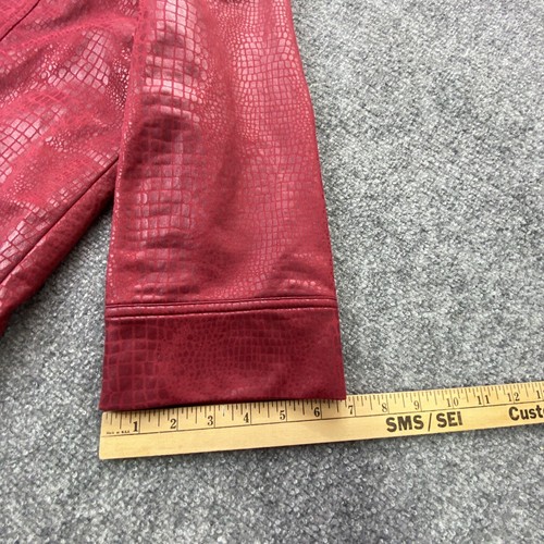 Ruby Rd Jacket Womens 14 Red Faux Leather Snakeskin Lined Clasp Close 3/4 Sleeve - Picture 13 of 14