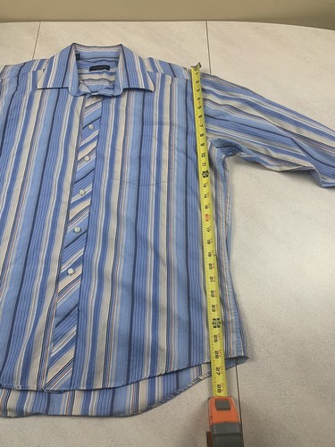 Ted Baker Long Sleeve Button Down Dress Shirt Blue Striped Adult Men 16.5-32/33 - Foto 10 di 11