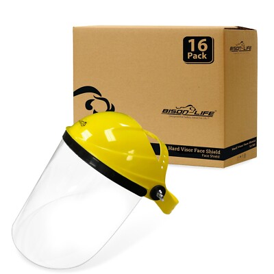 Hard Visor Face Shield, Full Facial Protection, Crown Headgear (Pack of 16)