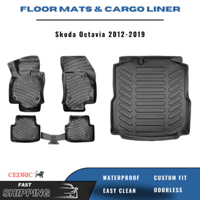 Car Floor Mats & Trunk Cargo Liner for Skoda Octavia 2012-2019 Sedan FULL Set
