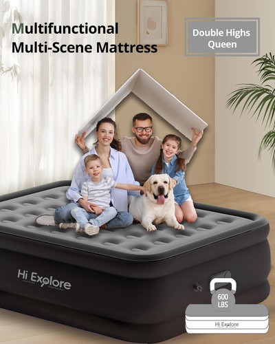 Hi Explore Air Mattress Queen with Built in Pump Raised, with Comfort Plush, Inf - Picture 2 of 7
