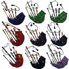 Full Size Bagpipe Great Highland Various Tartans with Chanter, Tutor Book  Bag
