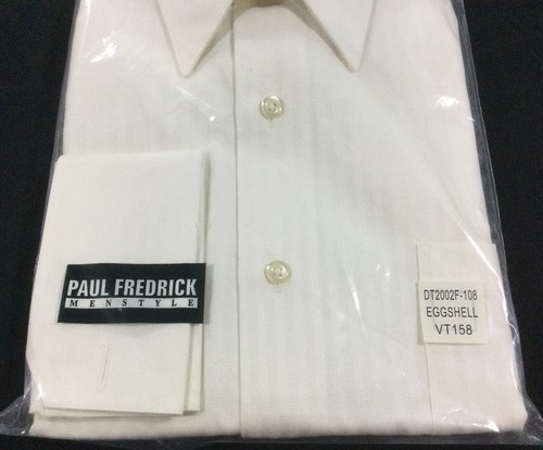 NEW 2 PAUL FREDRICK FRENCH CUFF EUROPEAN COTTON DOBBY STRIPE DRESS SHIRT 15.5-33 - Picture 11 of 11