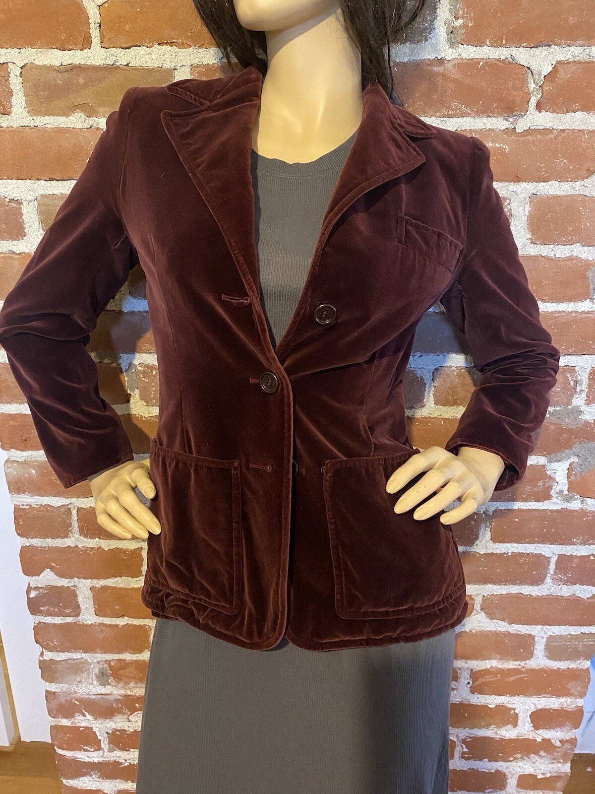 Giacca blazer vintage Yves Saint Laurent Maroon velluto Rara taglia 38 YSL
