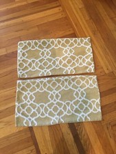 Velour Lumbar Pillow Covers Trellis Design Gold White Rectangular 13x23 Set of 2