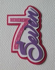 Birthday Age Pink Title Number Seven. Scrapbook, Card Making Paper Piecing