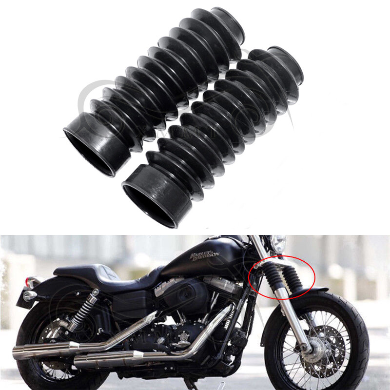 Motorcycle Black 49mm Rubber Gator Fork Tubes Boots For Harley Dyna Wide  Glide