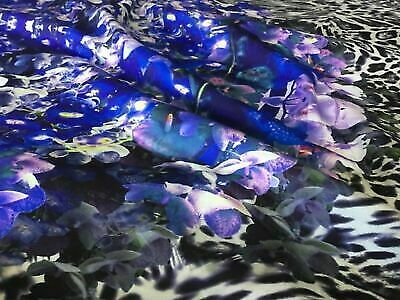 Neu hochwertiger Designer bunter Blumen Leopardenmuster Scuba Stoff 58" - Bild 7 von 9