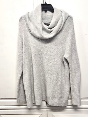 FRENCH CONECTION WOMENS FUZZY KNIT GREY OVERSIZED SWEATER IN MEDIUM