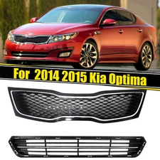 Front Bumper Grille Upper Lower Grill For Kia Optima 2014 2015 Black & Chrome