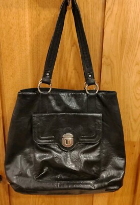 Mac & Jac Vintage Vintage Y2K Black Bag Purse Tote Faux Leather B4