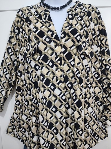 Cocomo Übergröße 1X Damen Tunika Oberteil 3/4 Arm Stretch Neu mit Etikett - Bild 9 von 13