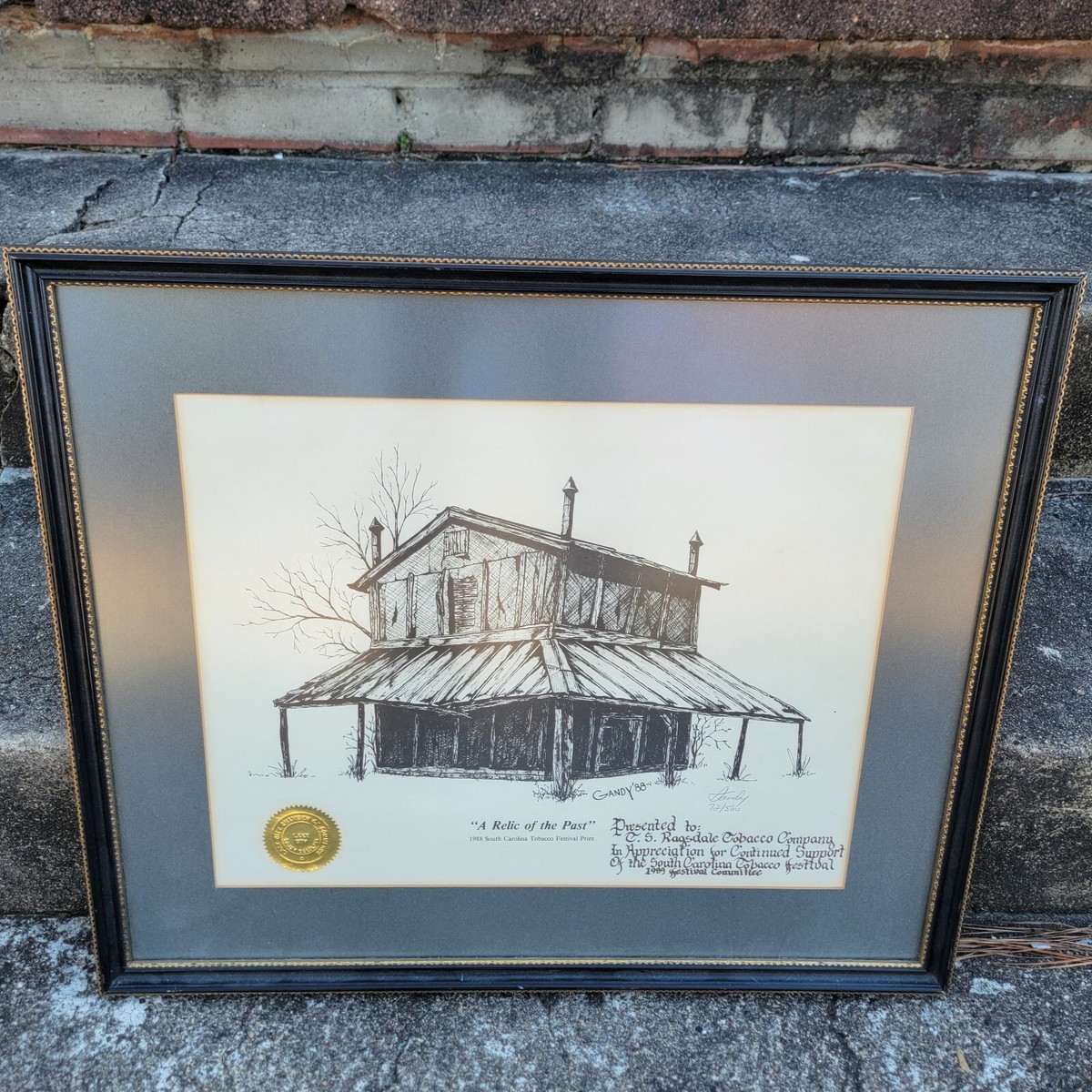 A Relic Of The Past South Carolina Tobacco Festival Print Framed Signed  Gandy