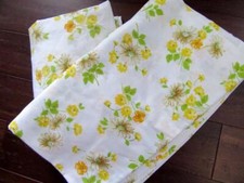 Vintage Pequot SUN DAISY Full Flat-Fitted Sheets Yellow/White Maytime Daisies