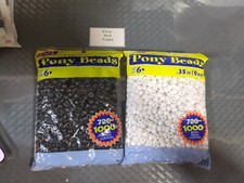 9mm Opaque Black  White Plastic Pony Beads Bulk 1,000 Pieces Each 27