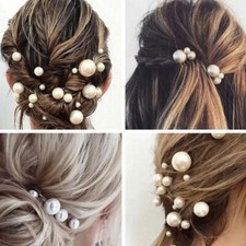 18 Pearl Flower Diamante Crystal Hair Pins Clips Prom Wedding Bridal Party