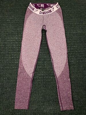 Gymshark Flex Leggings S Pink Maroon Spellout Waistband Compression Seamless