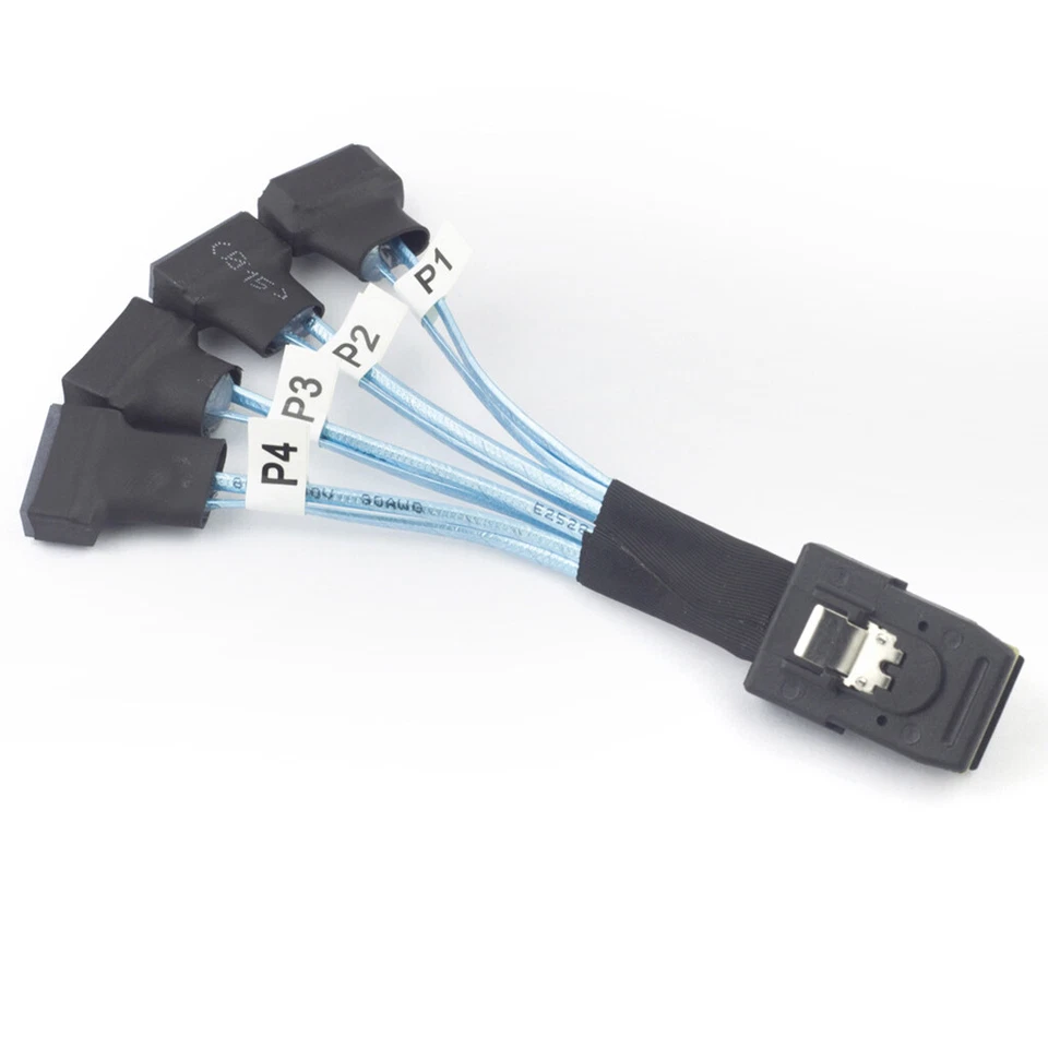 Mini SAS SFF-8087 to 4X SATA Male 7P High Speed Data Transfer Cable 1 to 4 0.1m - Image 3 of 4
