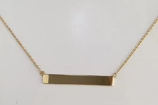 14k Yellow Gold Plated 925 Sterling Silver Solid Horizontal Bar Pendant Necklace