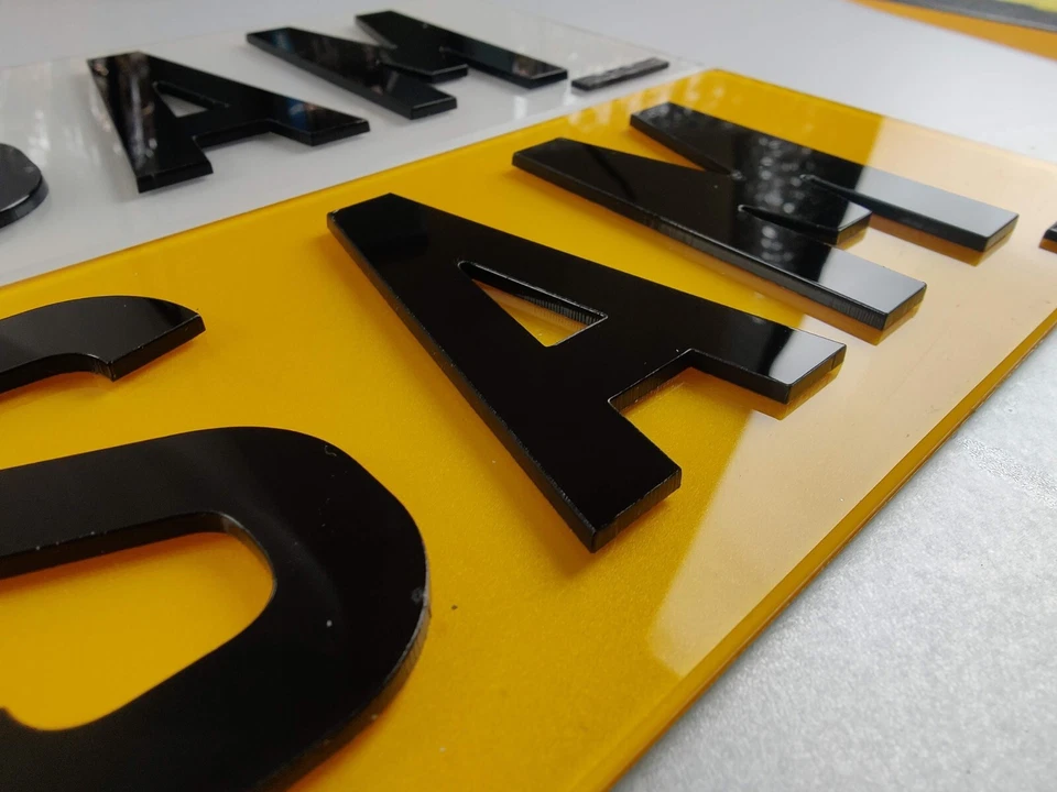 FRONT + BACK 3D 4D Number Plates Road Legal 3MM RAISED ACRYLIC! Vehicle License - image 3 of 4