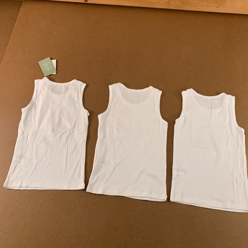 H&M Kids Size 6X/7 Regular Fit White Cotton Tank Top 3 Pack NWT - Picture 4 of 6