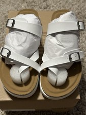 Stev Madden Girls JFIFI White Straps Slip On Glitter detail Sandals Size 3