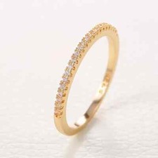 Delicate Gold Plated Cubic Zirconia CZ Eternity Wedding Bank Stackable - SZ 6