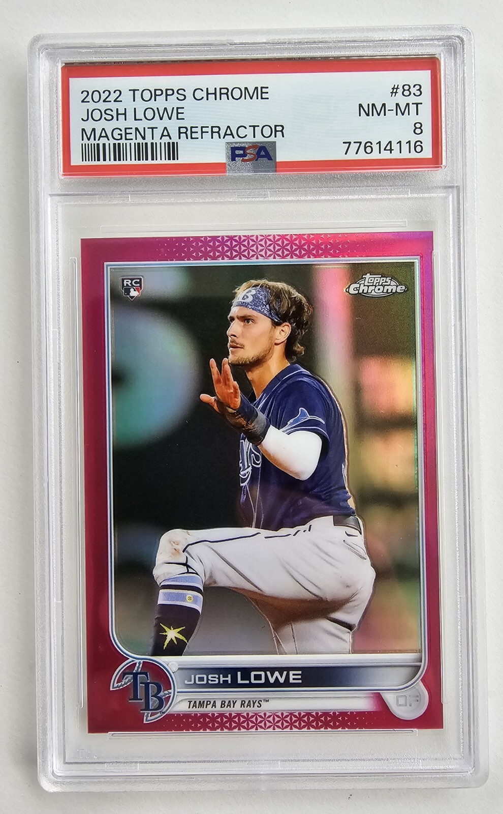 Josh Lowe RC Rookie #83 2022 Topps Chrome Magenta Refractor Tampa Bay 259/399