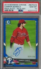 2018 Bowman Chrome Blue Refractor Connor Seabold Rookie RC AUTO #039/150 PSA 10