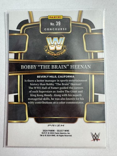 2024 Panini Select WWE Orange Ice Prizm Concourse Bobby "The Brain" Heenan - Foto 2 di 2