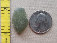 GENUINE PURE BEACH SEA GLASS SURF TUMBLED OLIVE GREEN OCEAN FROSTED PENDANT N4