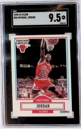 1990 Fleer, #26, MICHAEL JORDAN, Chicago Bulls, SGC 9,5 MT+ - Zdjęcie 1 z 2