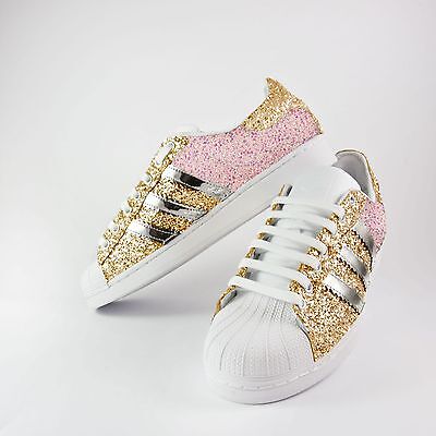 Shoes Adidas Superstar With Glitter Pink Glitter Gold More Mirrored Silver Ebay