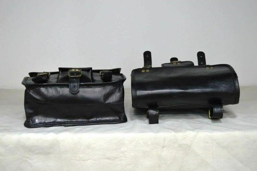 Schwarz 2 Taschen Satteltasche Gepäcktasche Für Sportster Leder Motorrad Sattel - Bild 5 von 6