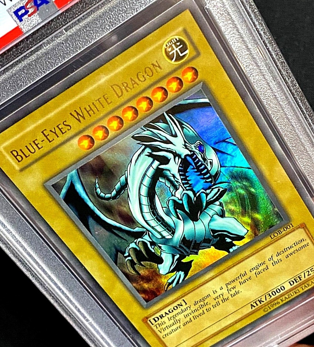 PSA 5 EX LEGENDARY BLUE-EYES WHITE DRAGON LOB 2002 #001 HOLO