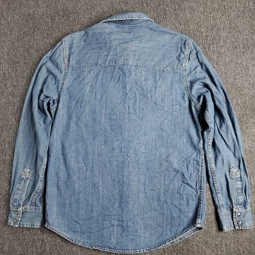 Levis Shirt Mens Size Small Blue Pearl Snap Sawtooth Red Tab Denim Long Sleeve - Picture 2 of 17