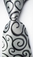 New Classic Paisley Black White JACQUARD WOVEN 100 Silk Men's Tie Necktie