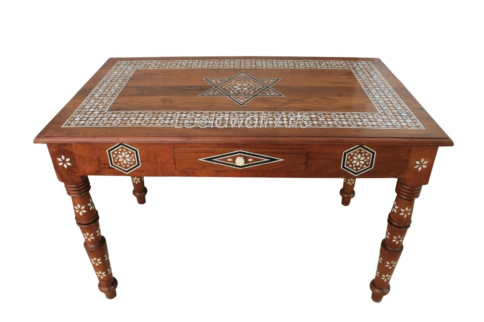 Antique Look Teak Wood Table Handicraft Furniture Table - Image 4 of 4