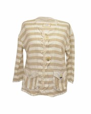 ** Elisa Cavaletti ** Beige Striped Jacket ** Large ** Linen **