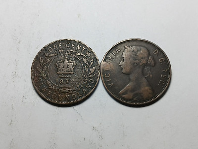 1872-H Newfoundland One Cent - Victoria - Bronze - Pre-Confederation Canada