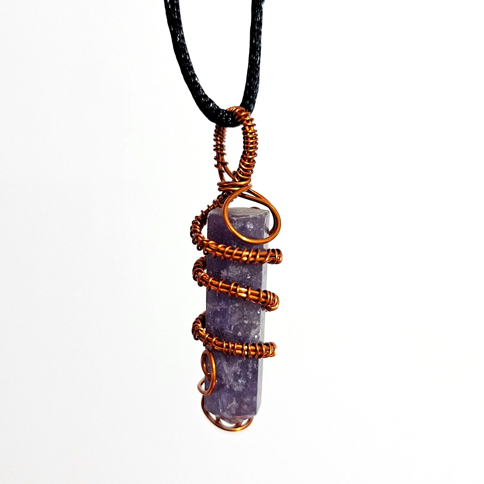 Lepidolite Pendant Copper Scroll Gemstone Transitional Mica Necklace Jewellery