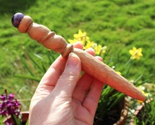 SALE -Beech wood wand with amethyst sphere, ritual, spell casting, healing.