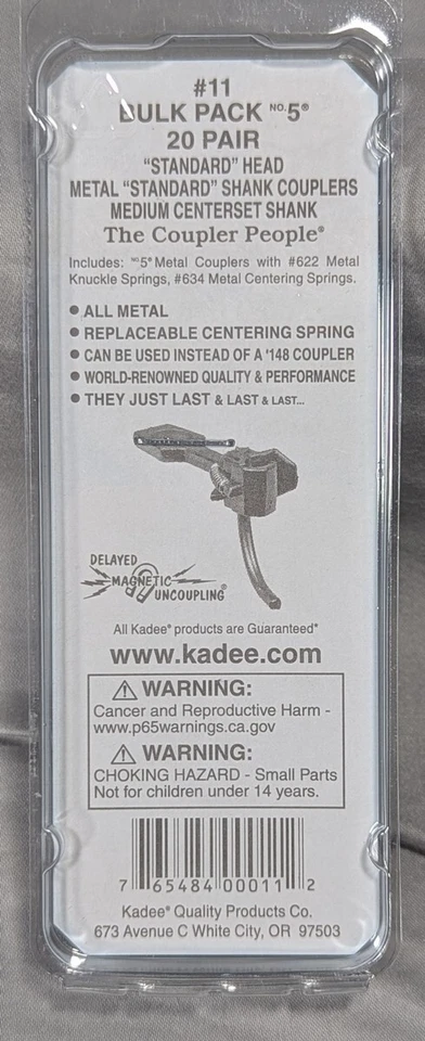 Kadee 11 Bulk Pack 20 pair #5 Metal Couplers 2 Pack Deal HO Scale - Image 2 of 2