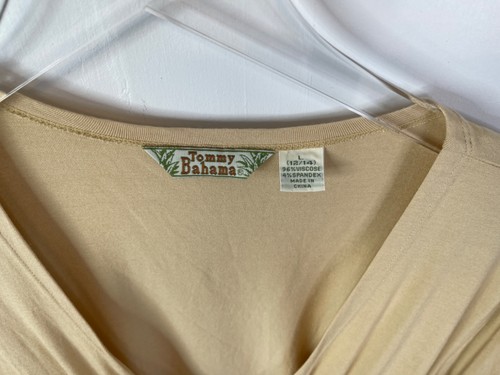 Tommy Bahama Surplus Wrap Front Tie Waist Jersey Top Beige 3/4 Sleeve L - Picture 4 of 5