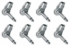 (8 Pack) PC-TJ055 1/4 6.35mm Mono TS Right Angle Guitar Plug Flat Male Connector