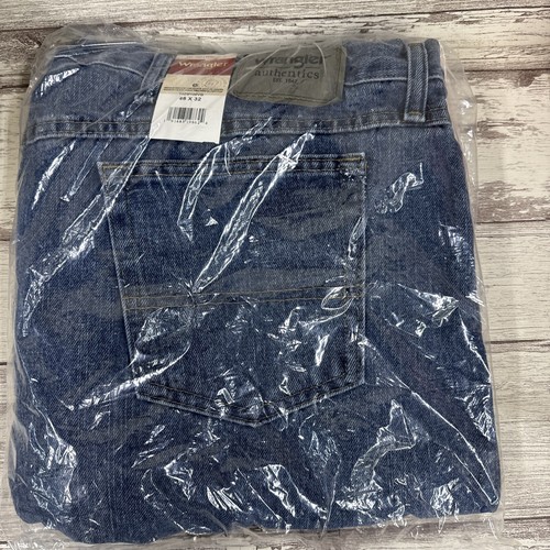 Wrangler Authentics Men's Size 46X32 Classic 5-Pocket Regular Vintage Blue Grey - Picture 6 of 7