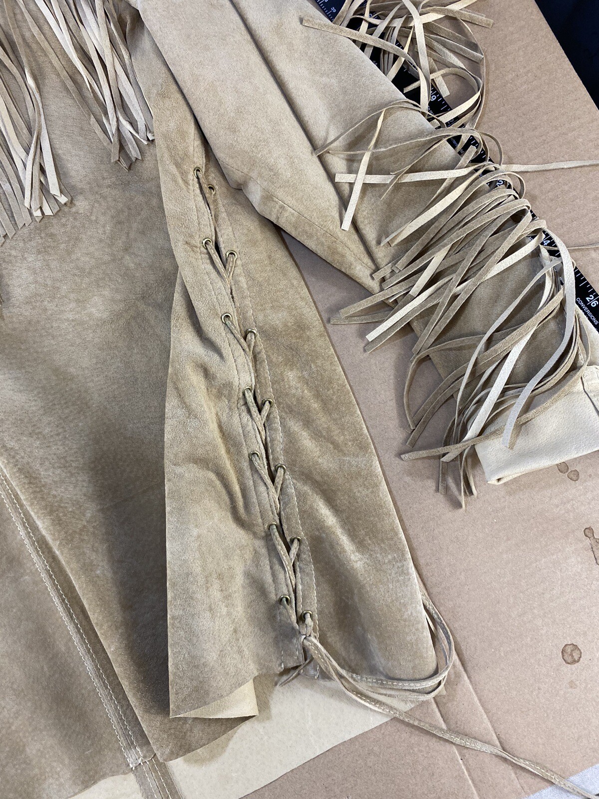 Vintage 60s 70s Womens Leather Suede Hippy Western Fringe Coat Jacket Mod Atomic image 4